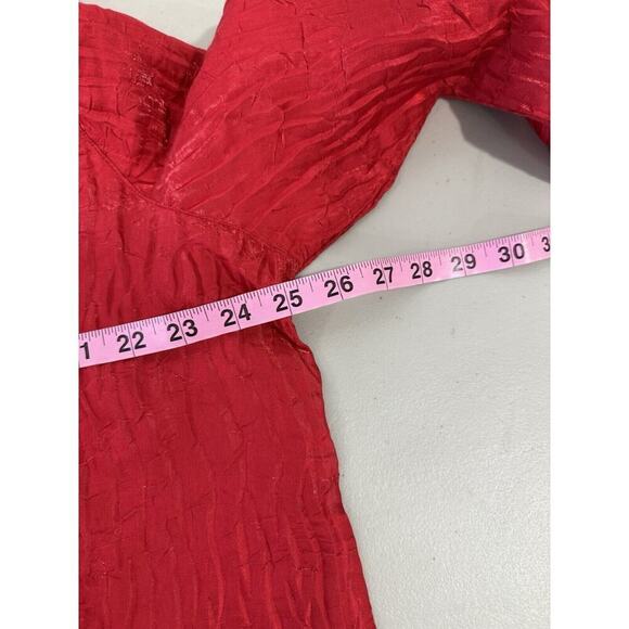 Draper’s And Damon’s Red Crinkle Shimmer Button Up Top Womens Size 1XL - Picture 6 of 7